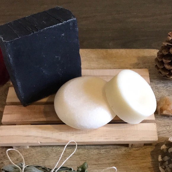 SET OF 3•ORGANIC CHARCOAL face bar soap•PEPPERMINT shampoo/conditioner b… - Picture 4 of 6